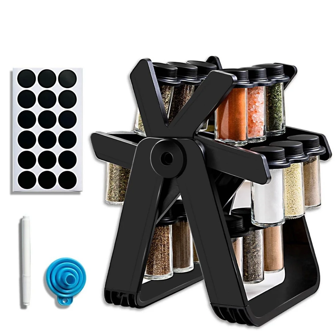 Rotating Ferris Wheel Glass Seasoning Rack Set Plastic Spice Jar and Seasoning Bottle Manufacturer Wholesale Spots