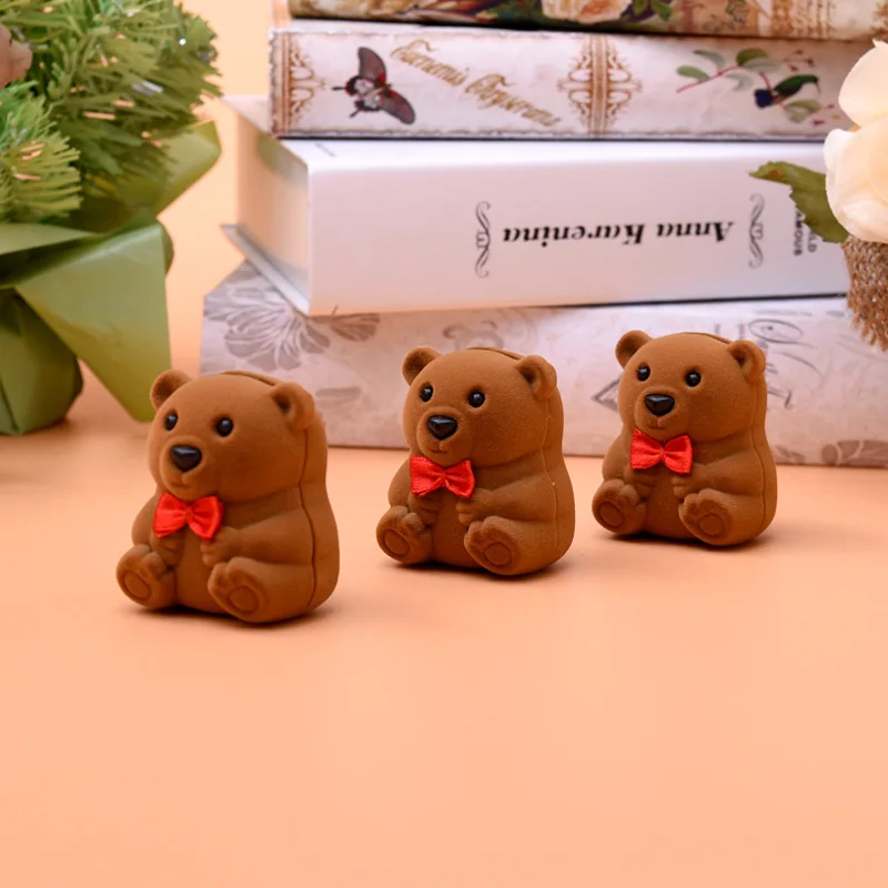 Green packaging jewelry bear ring earrings box green jewelry packaging box green velvet jewelry box
