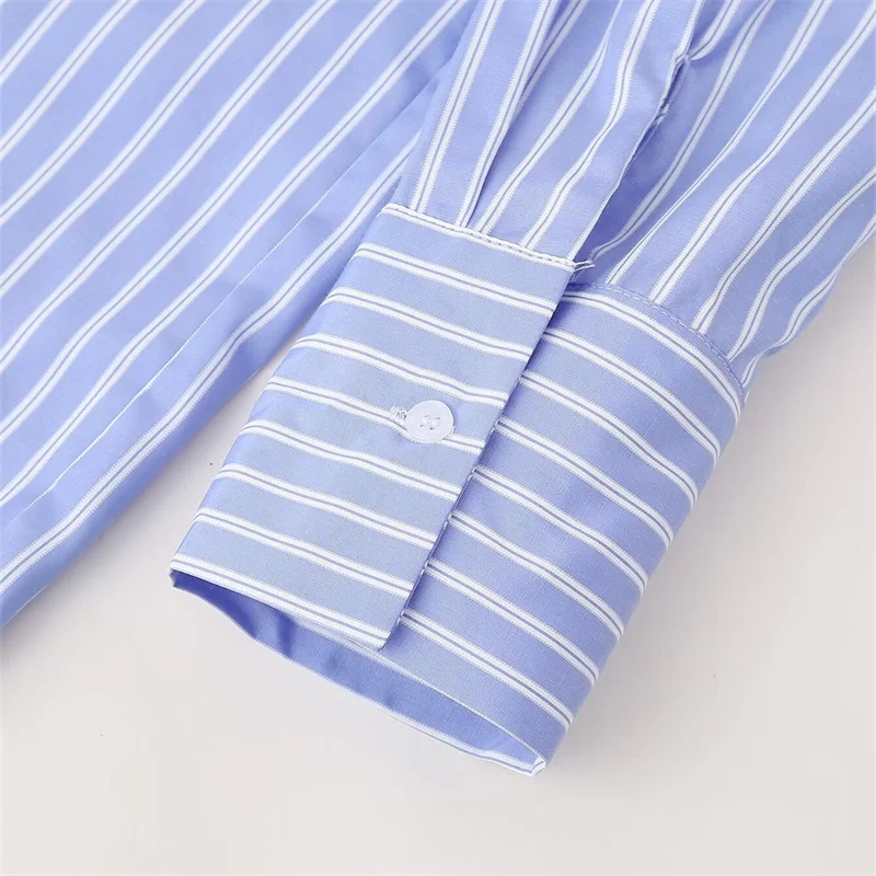 TAOP&ZA Spring and Autumn Long Sleeve Striped Shirt Women 2024 Korean Style Spliced Embroidered Flower Bottoming Top Chic 209