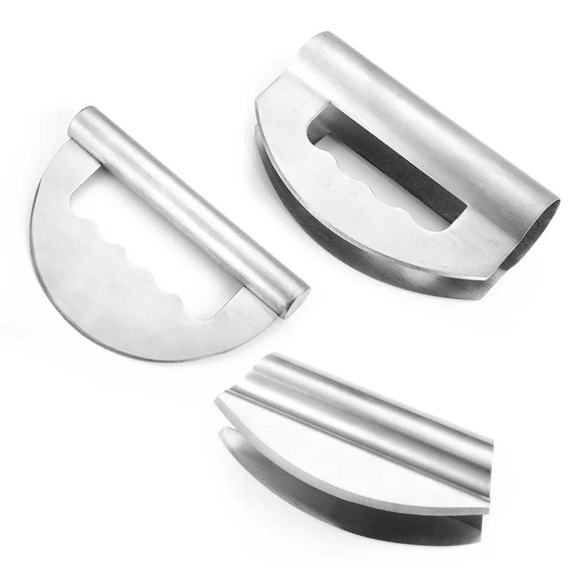 Stainless Steel Mezzaluna Mincing Knife with Hollow Handle
