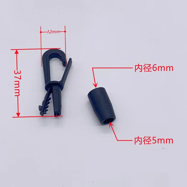 Factory Sale Multi-purpose Black Plastic Lanyard Hook Clasps Cord End Toggle for Tag ID Card