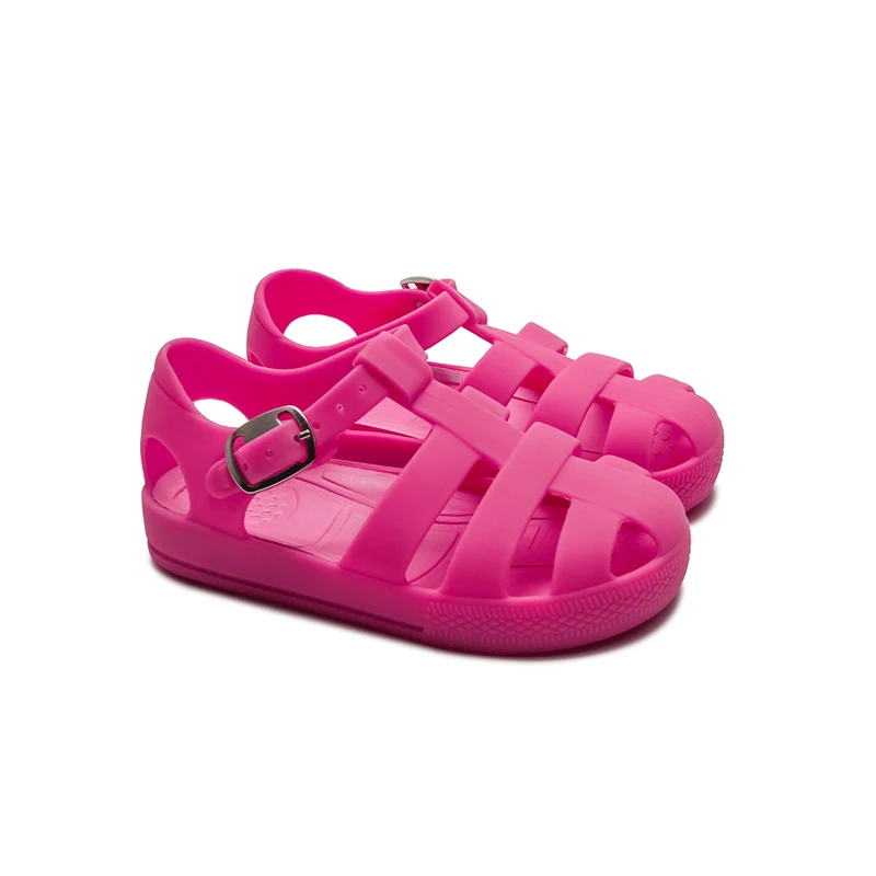 Babyhappy Wholesale Custom Logo Solid Color Beach Children Anti-slip Soft PVC Kids Slippers Jelly Sandals