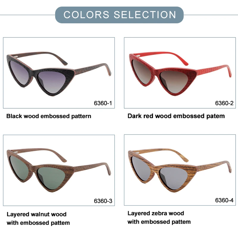 Luxury Designer Classic Eyewear Natural Bamboo Wooden Sun Glasses UV400 Polarized Men Women Cat Eye Wood Sunglasses