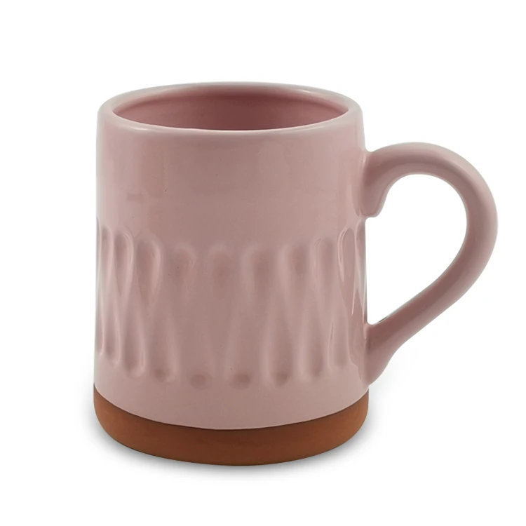Terracotta Mug portable Reactive Glaze With Exposed Clay Color Irregular Ceramic Wholesale Milk Mug  Novelty Design Coffee Mug