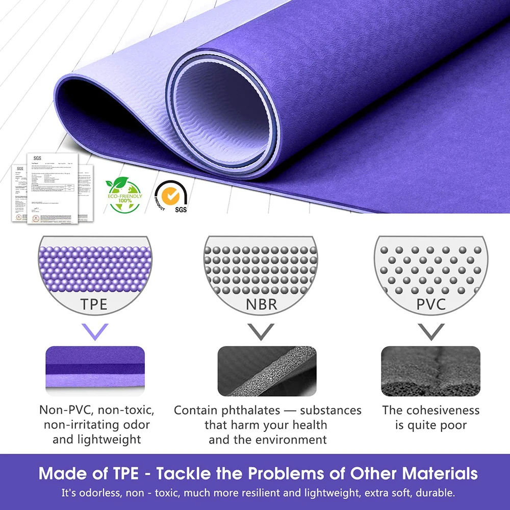 Harbour custom logo private label double color foldable tpe yoga mat