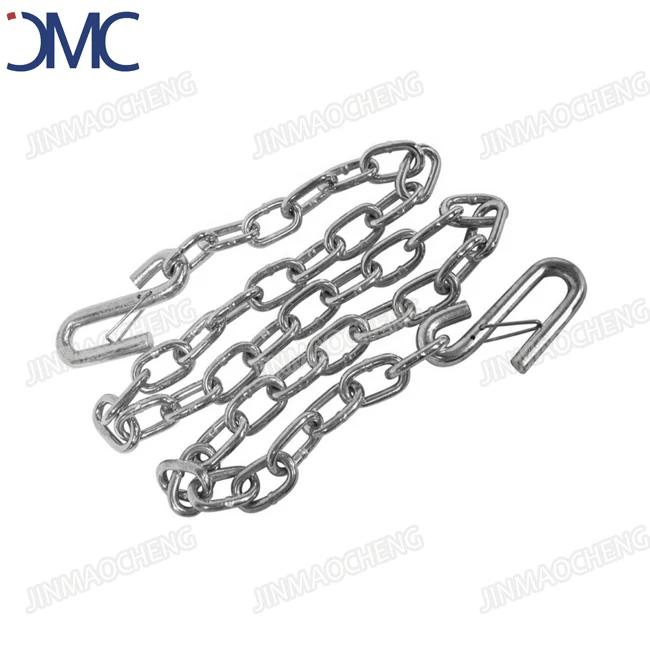 Factory Supply US Standard Transport Chain Galvanized Safety Trailer Chain With S Hooks Each End