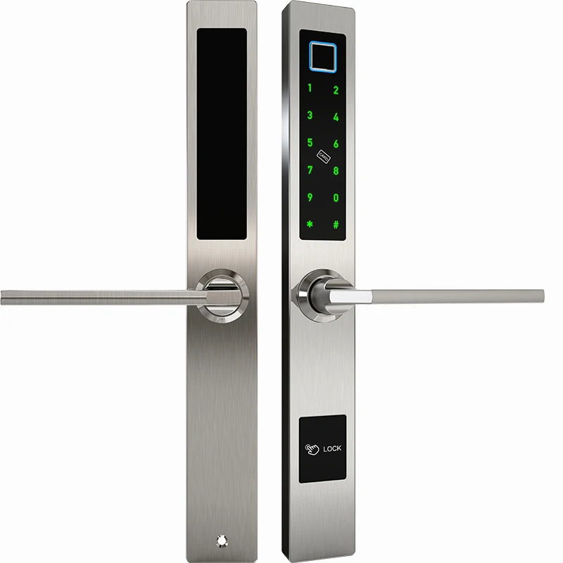 TTLOCK водонепроницаемый биометрический тонкий замок со сканером отпечатков пальцев, электронный смарт-замок для двери, RFID-код карты, дверной замок с алюминиевой рамой