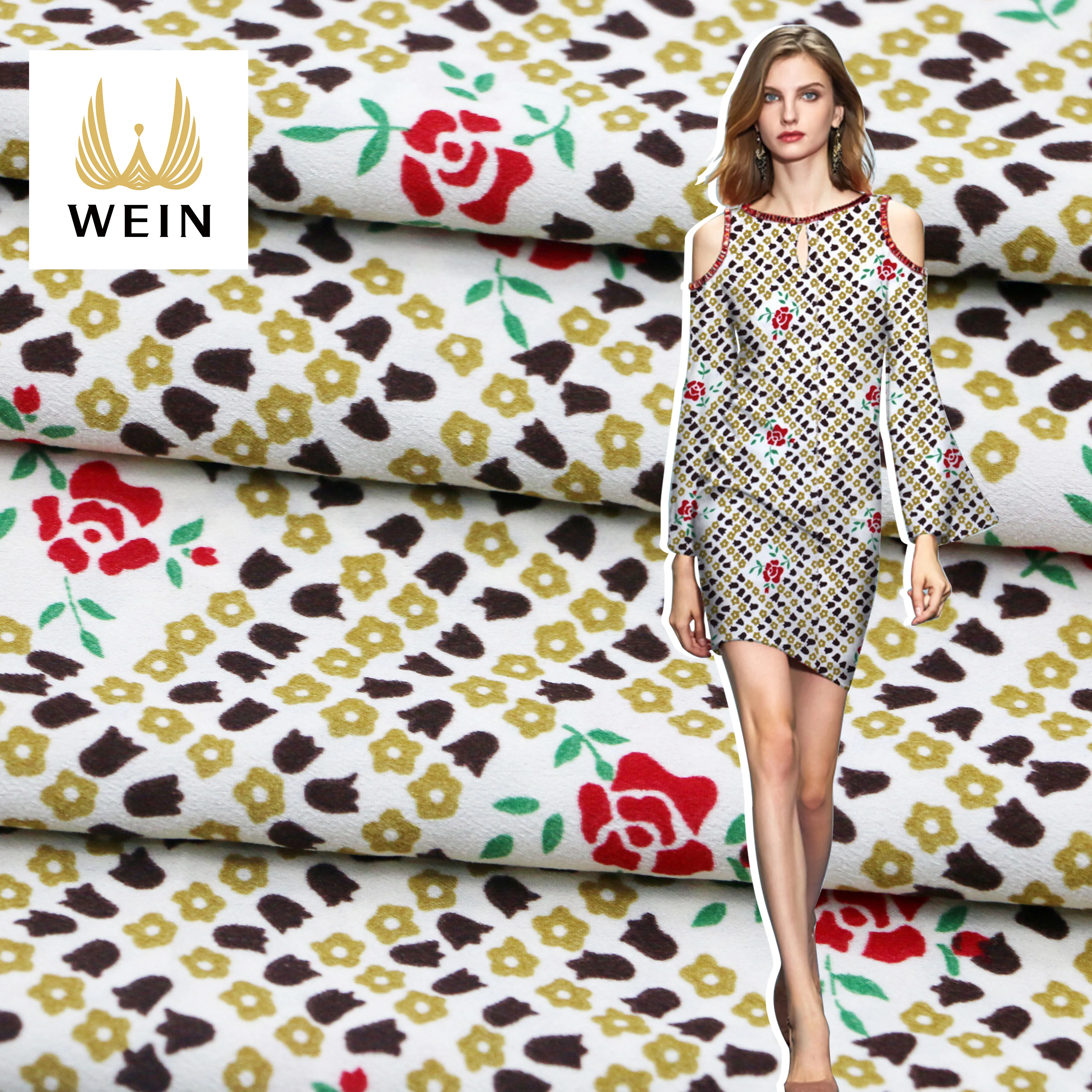 WI-B07 запас 100% полиэстер контраст с геометрическим узором из мягкого текстиля, креповой ткани для дамы платье