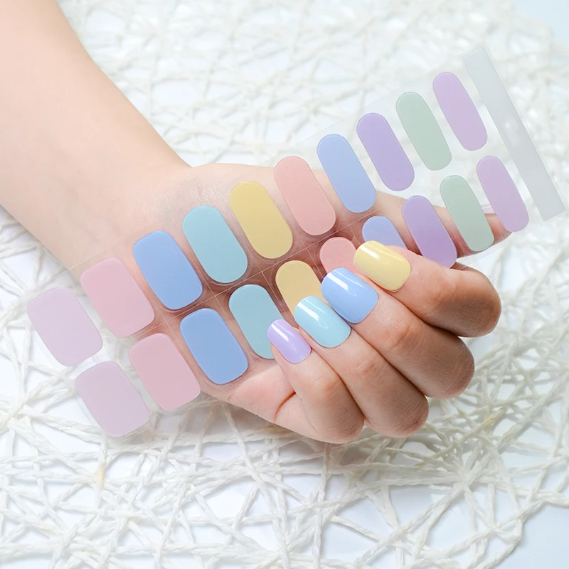 ISAY Wholesale Custom Design Cured Gel Nail Sticker Press On Nails Nail Art Wrap Strips