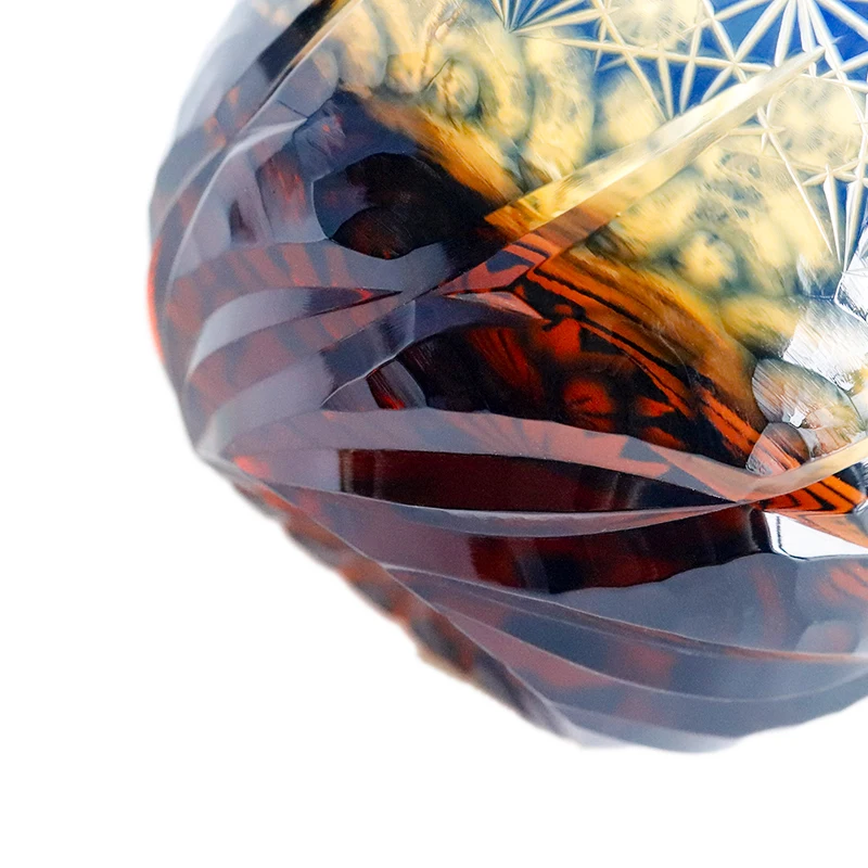 Blue Japanese Sake Glass Tumbler 2oz Hand Carved Crystal Amber Luxury Whiskey Tequila Liquor Soju Wholesale Wine Beer