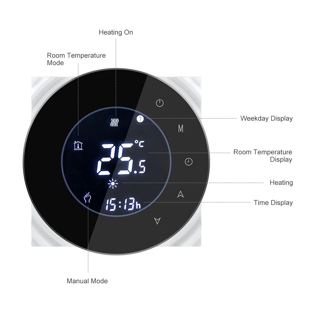Tuya Alexa Голосовое управление Wi-Fi смарт-ЖК-термостаты для подогрева пола в комнате