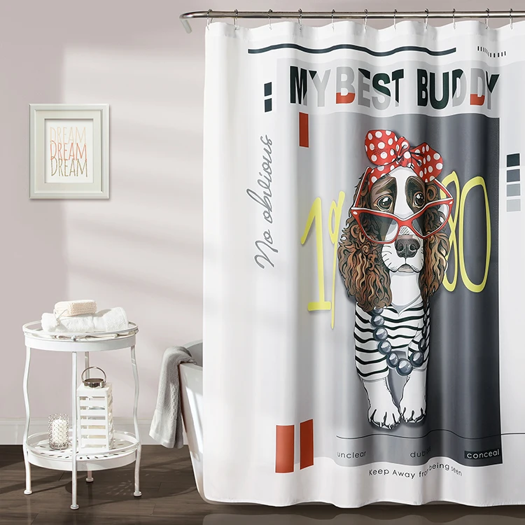 Оптовая продажа, дешевая декоративная занавеска для ванной комнаты с мультяшным принтом