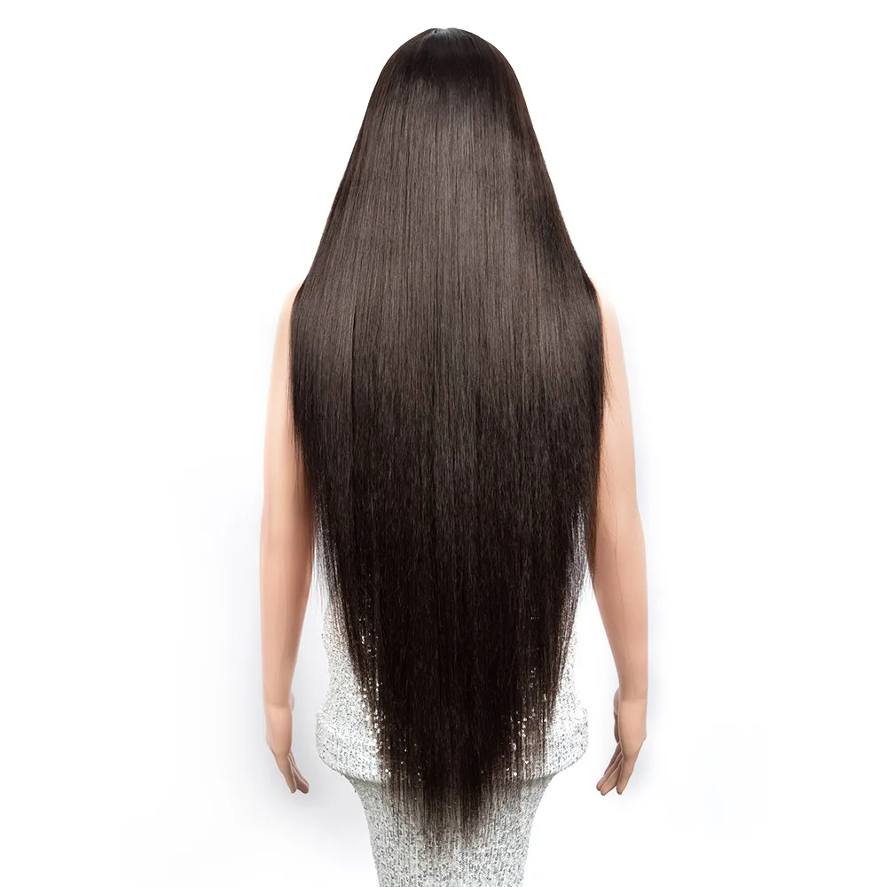 Rebecca New Super Soft Heat Resistance Silky Straight Synthetic Wig 30 inch natural black Lace Front Wig synthetic hair wigs