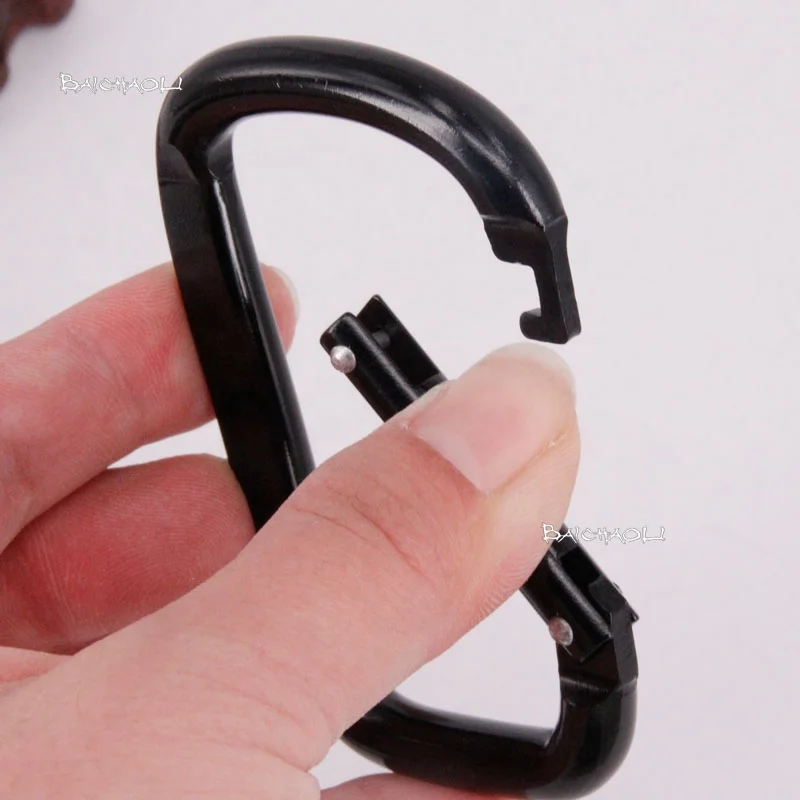 BaiChao 8# Square flat Squash Double rivet quick link black snap carabiner Aluminum Alloy metal hook for hiking/pet bowl/tent