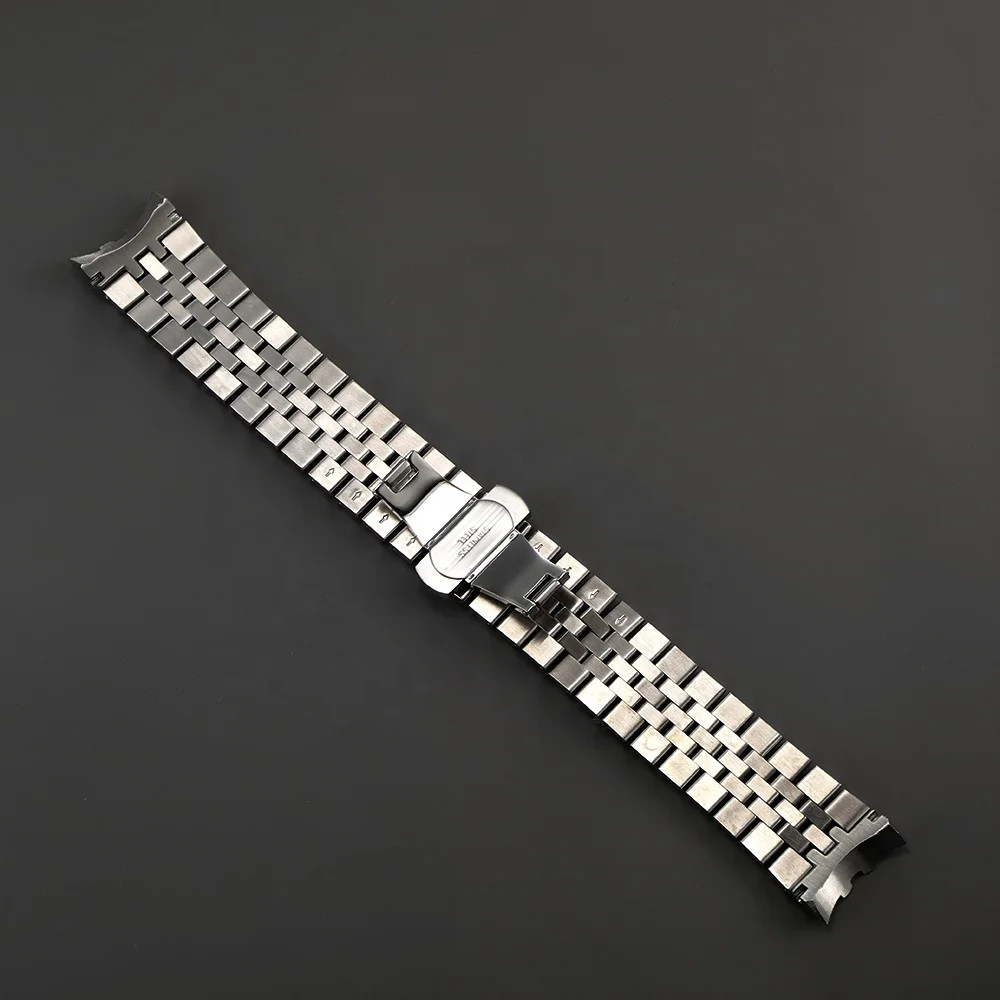 
22mm 316L Stainless Steel Solid Curved End Jubilee Butterfly Buckle Watch Band Strap Suitable For SKX007 Watch 