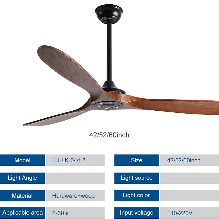 Best-Selling Home Decoration 42 Inch 52 Inch 60 Inch Low Noise Remote Control Solid Wood Blade Modern Bldc Ceiling Fan