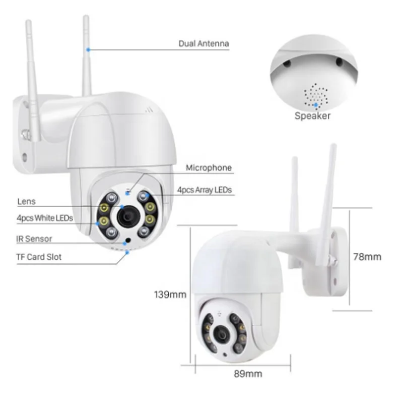  2021 новая модель 1080P ptz wifi камера с водонепроницаемым и ночным видением красочная yoosee v380