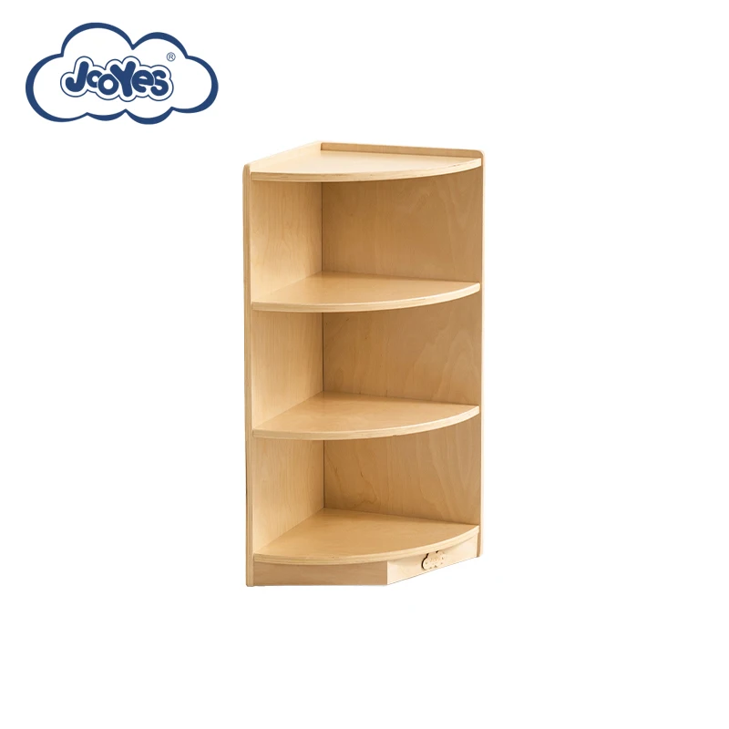 Hot selling kindergarten furniture 3 shelf quarter-circle cabinet daycare wooden storage cabinets for kids