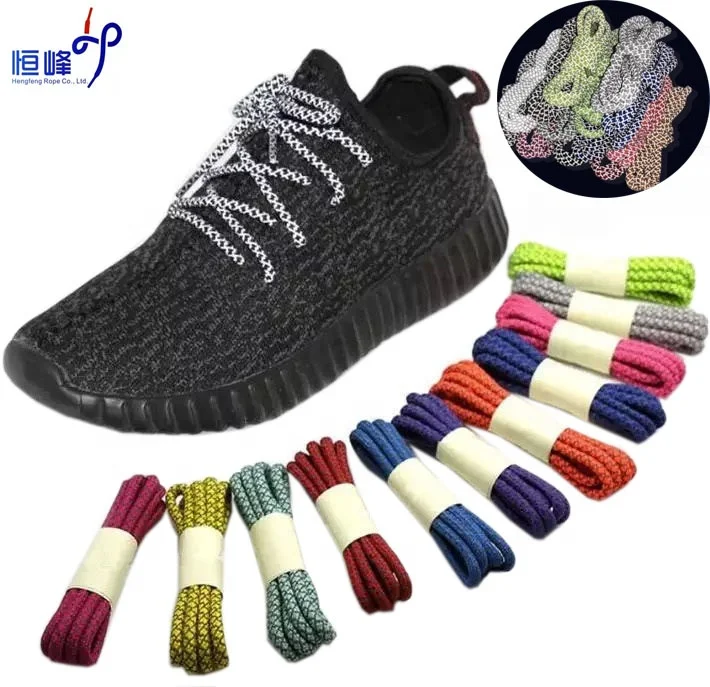  Оптовая продажа полиэфирные круглые светоотражающие шнурки для обуви Yeezy 3