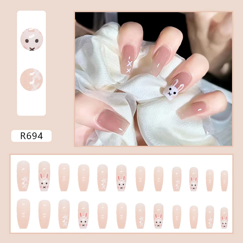 24Pcs Private Label Custom Wholesale Fake Nails New Fashion French Style Press on Nail High Quality Artificial Gel False Nails