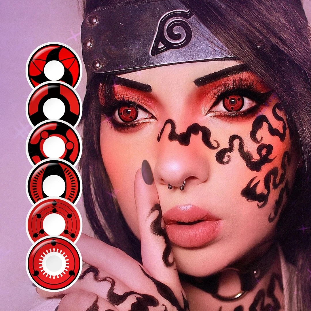 Pseyeche Red eye Contacts Cosplay sharingan contact lenses Hollywood soft lens Halloween contact lens Crazy lenses