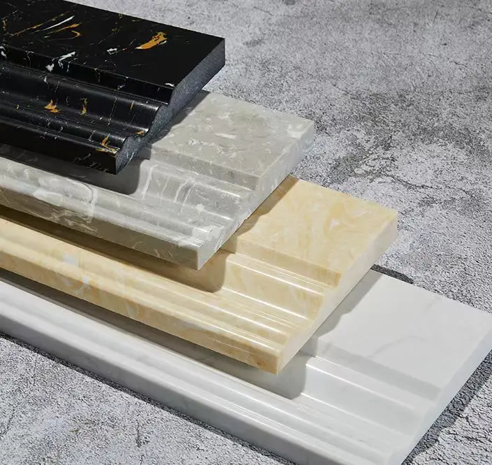 Customized Marble Base Board Natural Stone Base Building Corner Door Frame Decor New Design Skirting Marble Skirting Tiles