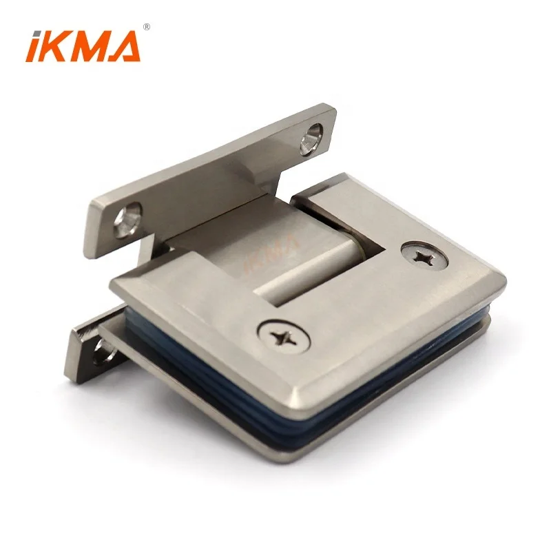 P1N037 90 Degree Stain brushed nickel Brass corners beveled angle Type H Frameless Shower Doors Pivot Glass Hinge