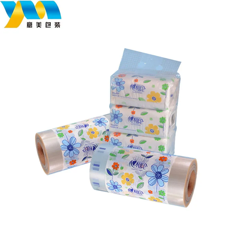 
Printed tissue packaging film roll automatic packaging machine use plastic film for facial tissue 