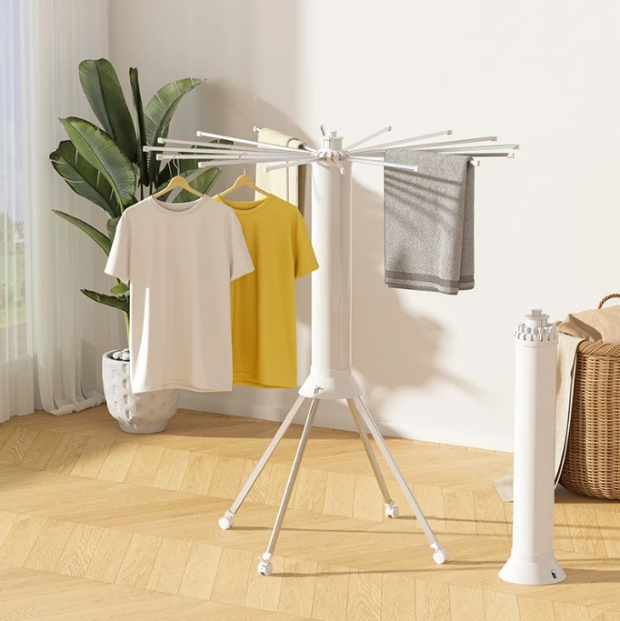 Octopus Cylinder Clothes Drying Rack,Foldable Laundry Stand, Rotatable Holder for Clothing,Space Saving Hanger