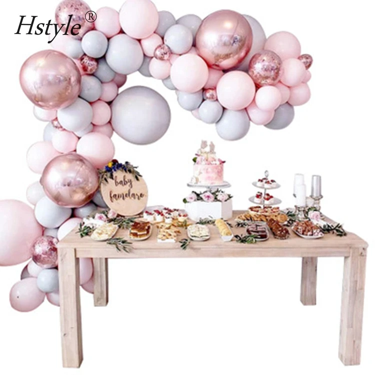 136 Pieces Balloon Garland Kit Balloon Arch Garland for Wedding Birthday Party Decorations (Pink Gray) SET0375