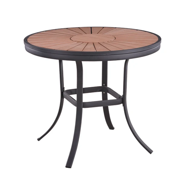 round outdoor garden dining table powder coating wrought iron mesh table of bistro set furniture
