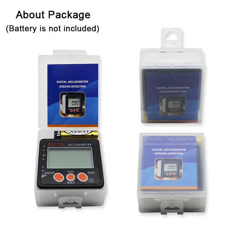 IP65 Waterproof mini digital protractor with white backlight digital level box with magnet base mini digital inclinometer