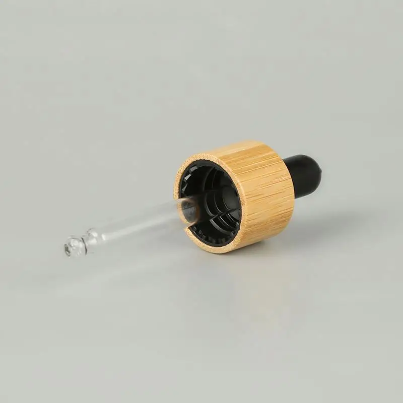 Oil pipette frosted clear with bamboo round glass dropper bottle