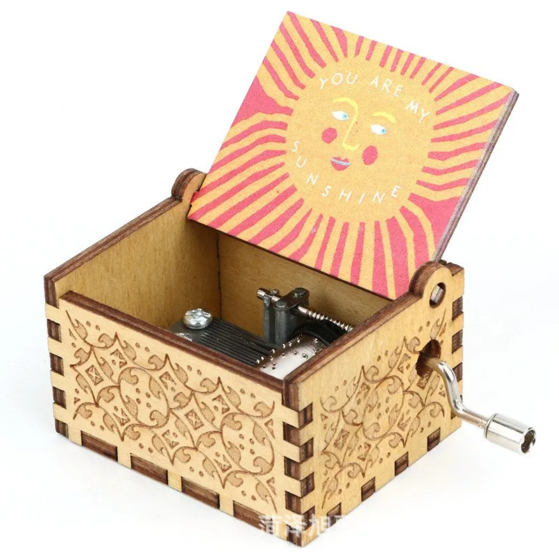 Decoration for Gift Box Music Home Decor Kids Musical Instruments Toys Engraving Hand Crank Wooden Music Box