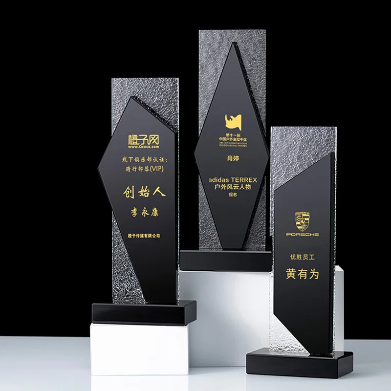 Newest Design Modern Black Crystal Trophy Award For Champion Gift