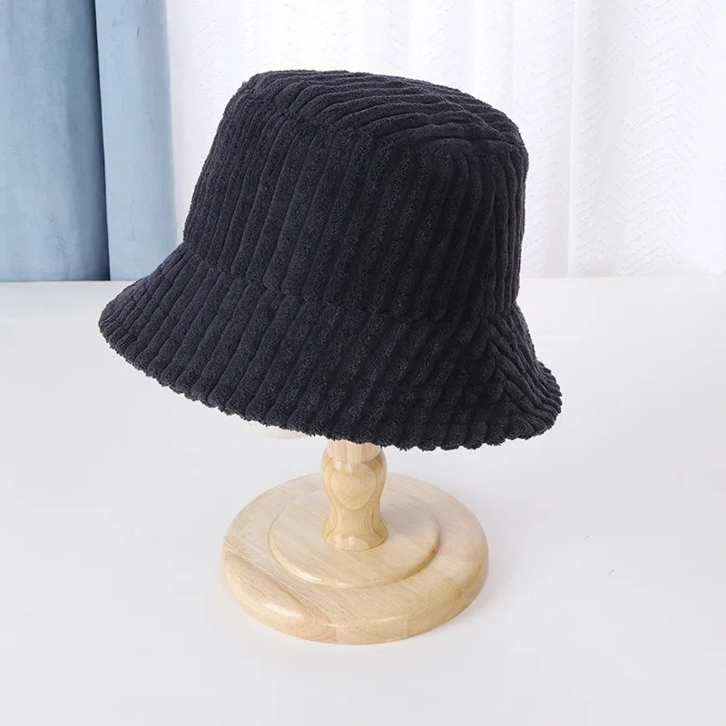 New Corduroy Bucket Hats Women Casual Fisherman Hat Men Autumn Winter Warm Basin Hat Plain Panama Cap