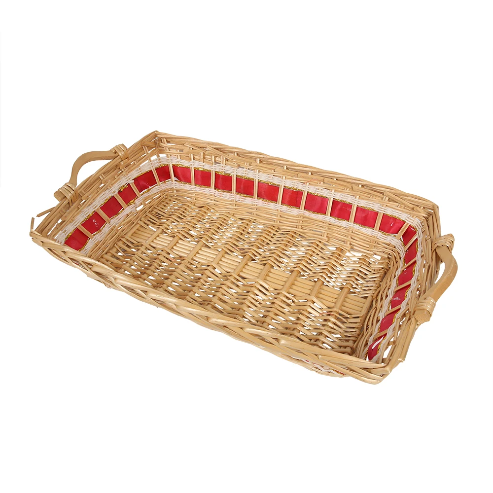 Good Resilience Half Willow And Wood Chips Gift Baskets With Two Handles