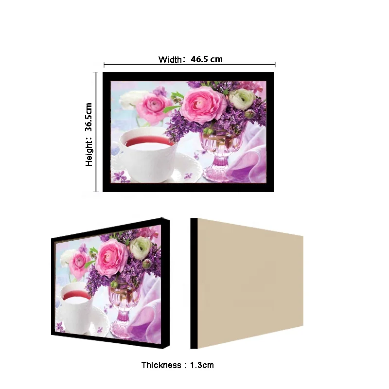 Zebulun 3D живопись с линзой 40*30 см 5D цветами и кофе черной рамкой для украшения