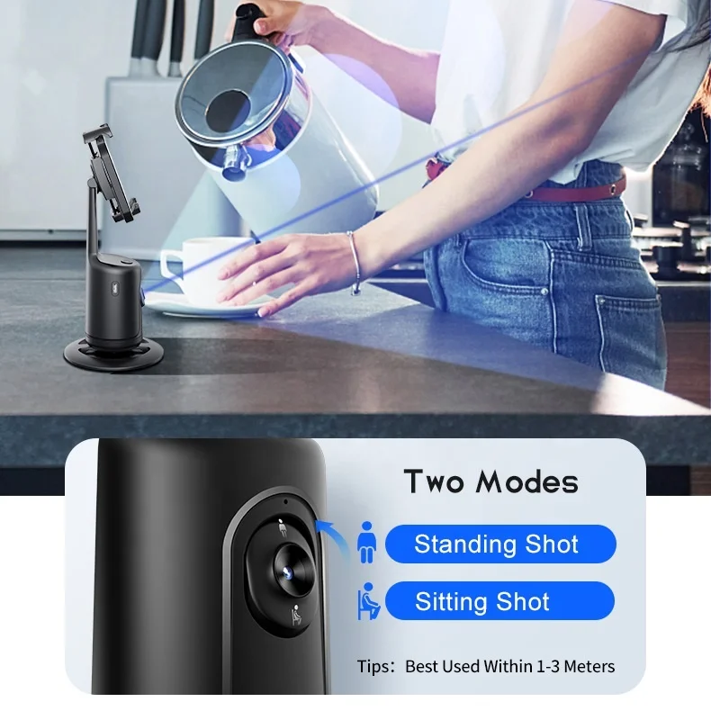 Portable 360 Degree Smart Follow Automatic Face Body Tracking Mobile Phone Mount Holders for Live Vlog