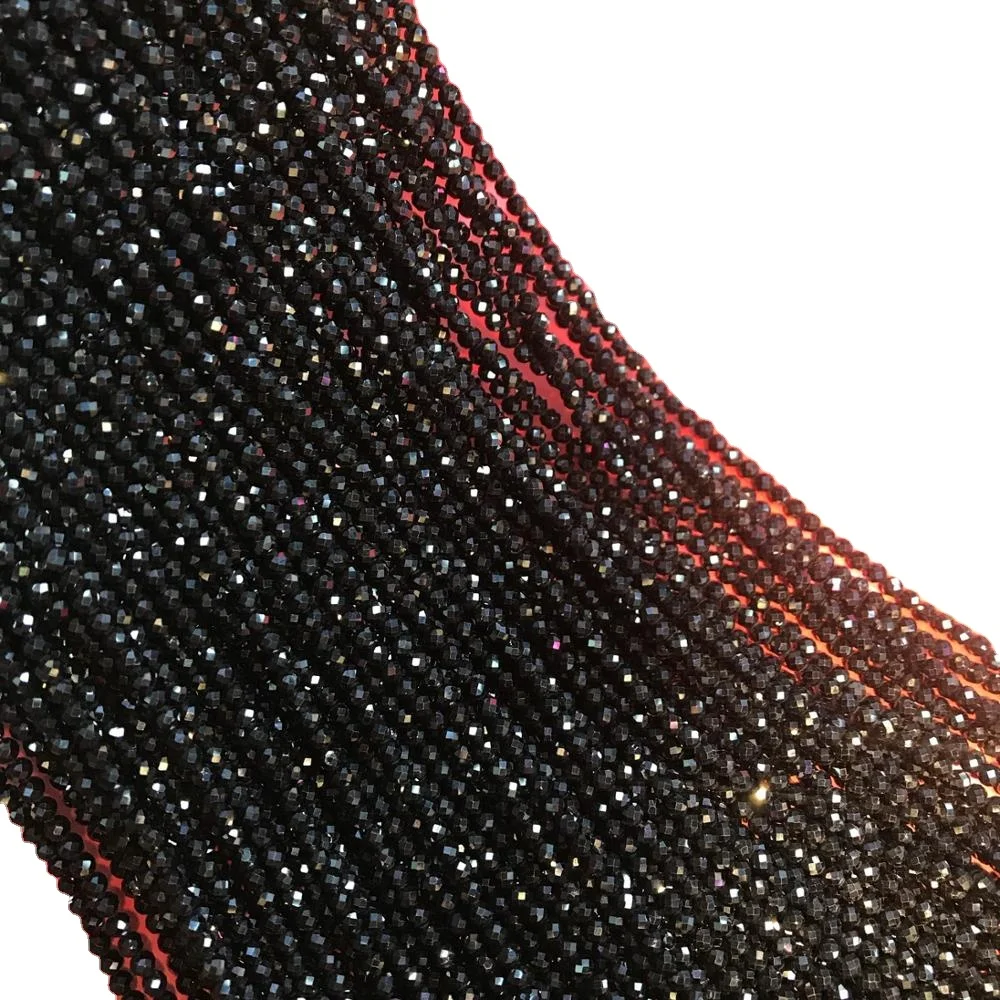 China factory 2-3mm black spinel faceted  round beads for bracelet