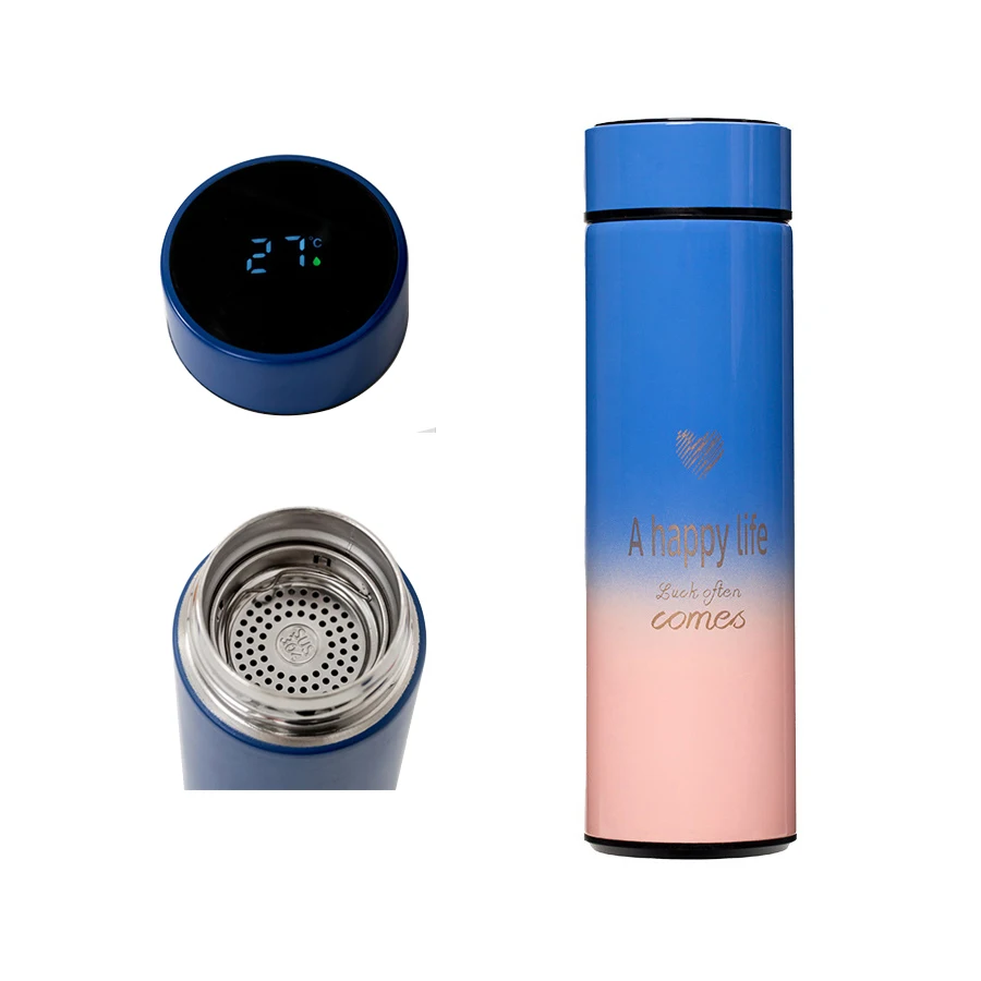 Smart Temperature Display Thermos Flask Stainless Steel Travel Thermo Mug Cup Water Filter Bottle With Tea Strainer For Coffee