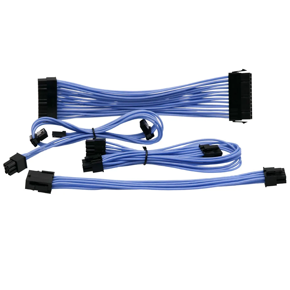 PSU Cable Kit 24pin ATX  8pin PCI-E  8pin To 6+2 To 6+2  6pin PCI-E To 2 * Large 4P Puncture To Small 4P soft silicone cable
