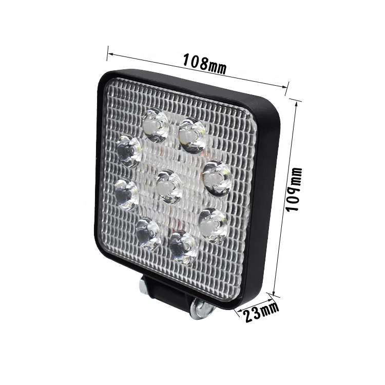 Factory direct style 9-36V Square aluminum 4inch 27w led work light for truck tractors offroad atv OEM laser logo