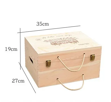 natural wooden wine packaging box storage 6 bottle wine box