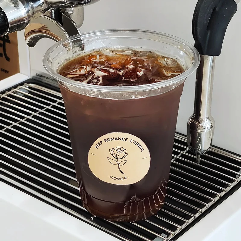 drinking color disposable transparent frosted pet custom boba tea 16oz u shape wholesale juice lid sealing film for plastic cup