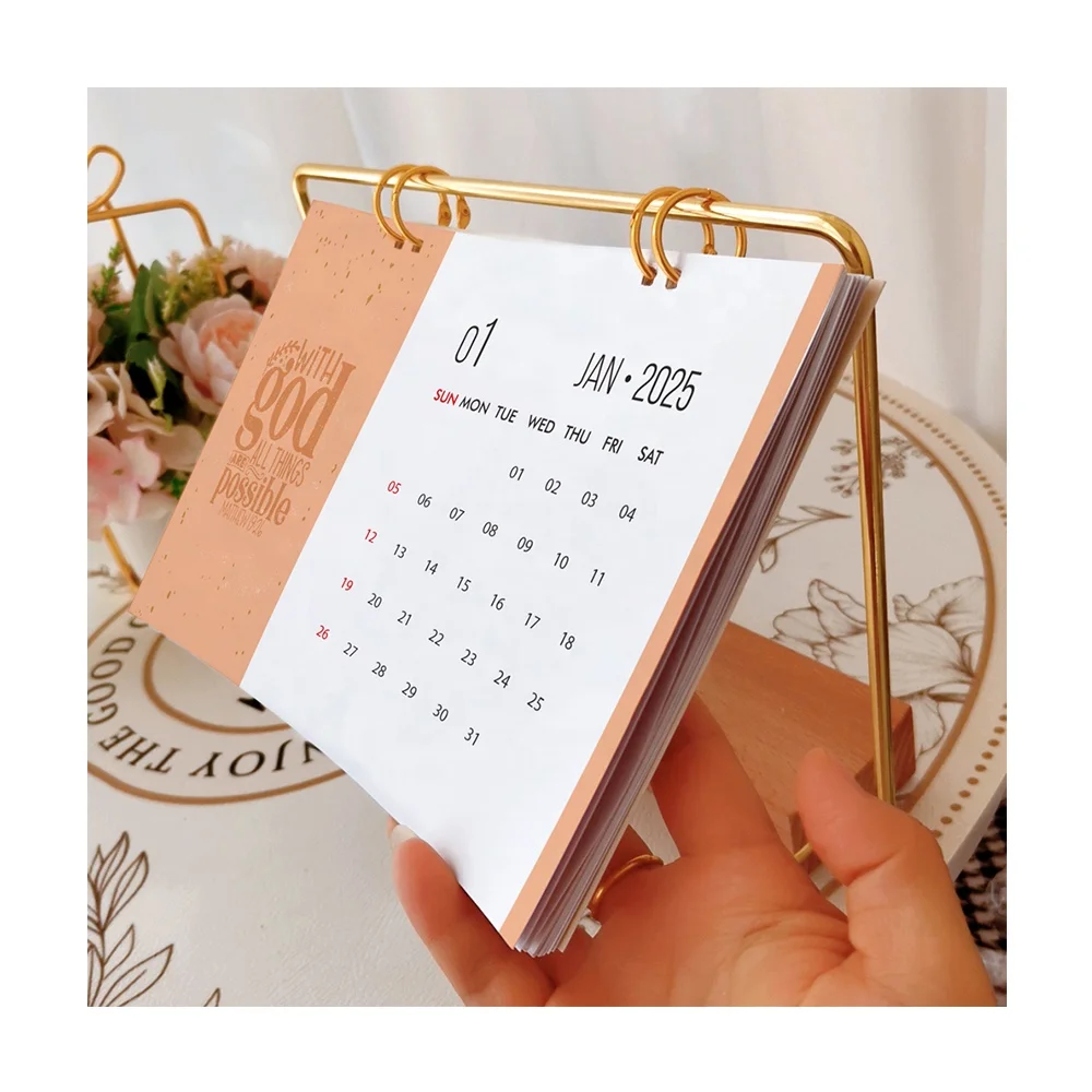 TO DO LIST Notepad Custom Print Stand Flip Calendars Minimalist Wooden Metal 365 Day Daily Planner 2025 Monthly Table Calendar
