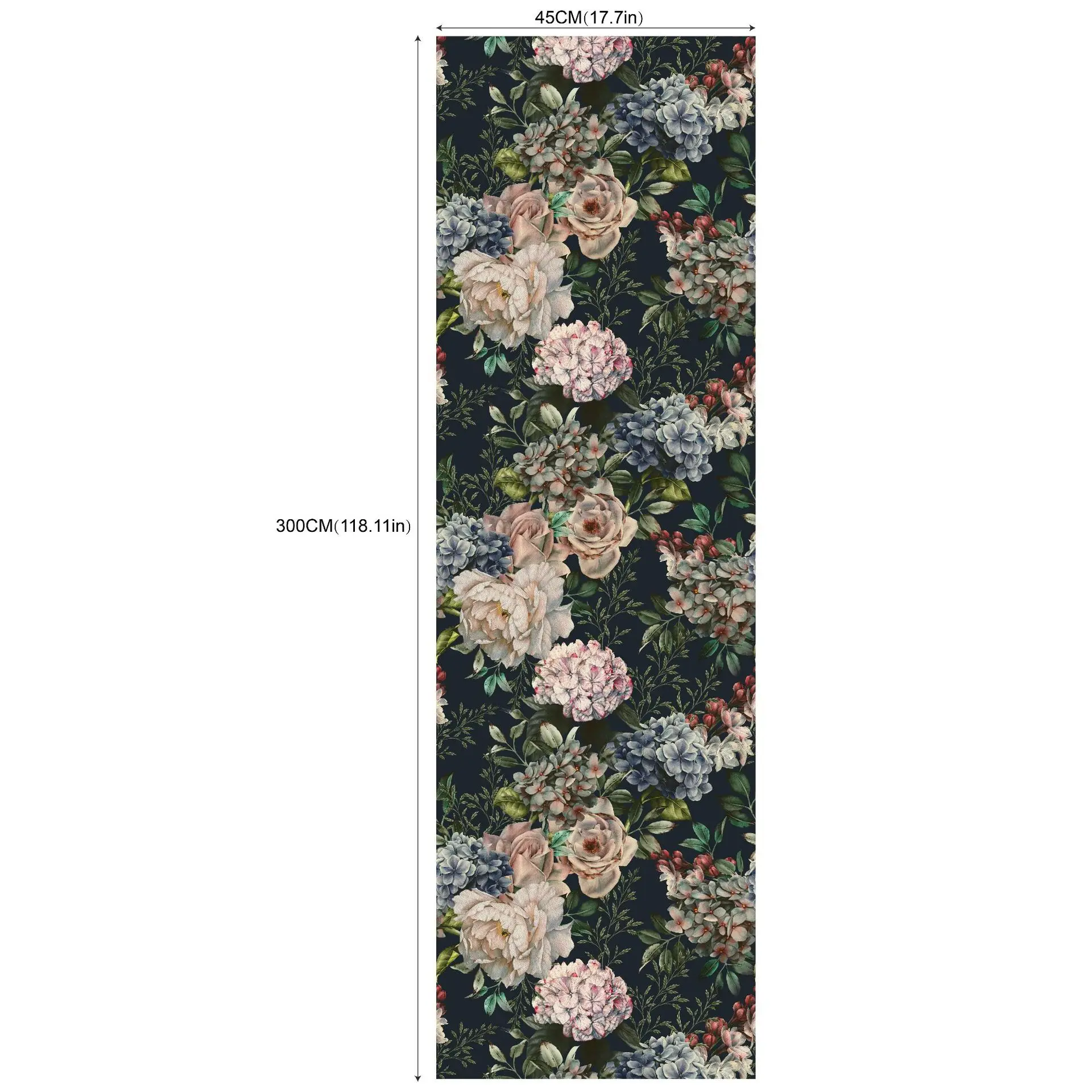 Dark flowers green plants, retro self-adhesive wallpaper foreign trade hot selling removable dormitory renovation murals