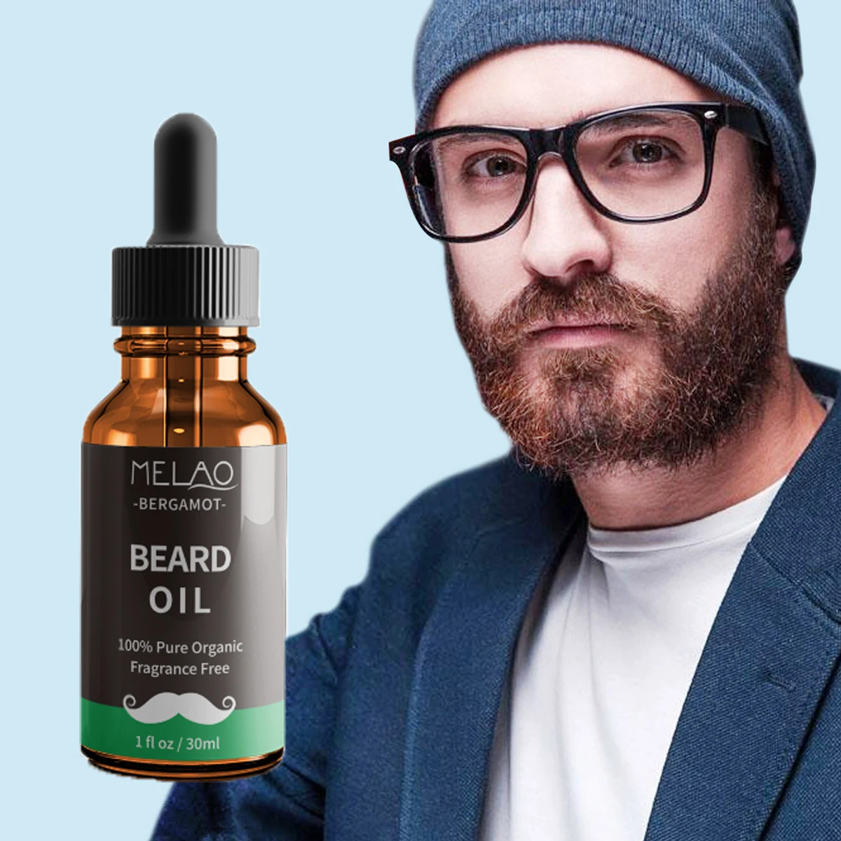MELAO Custom Organic 100% Natural Mens Grooming Beard Oil Private Beard Care Growth Oil Hair For Men OEM ODM