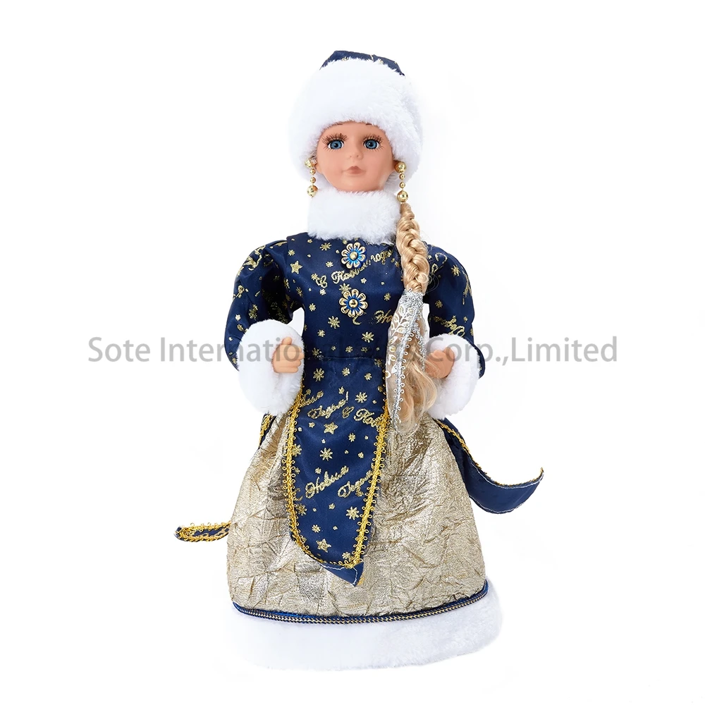 SOTE 35/40CM Russia Blue Gold Snegurochka Gifts Bag Stuffed Dolls Home Decor Snow Girl Candy Bucket Plush Toy Russian New Year