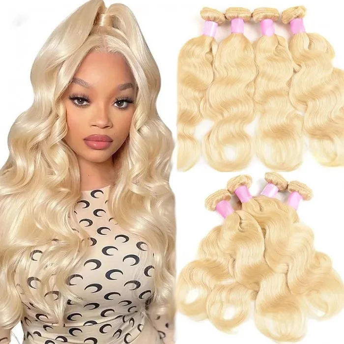 Ready To Ship Blonde Color Brazilian Virgin Hair Body Water Deep Human Hair Bundles Unprocessed Virgin Remy Straight Hair 613